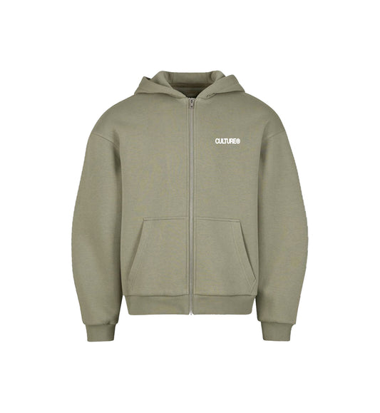 Green hoodie with a brand logo on a white background